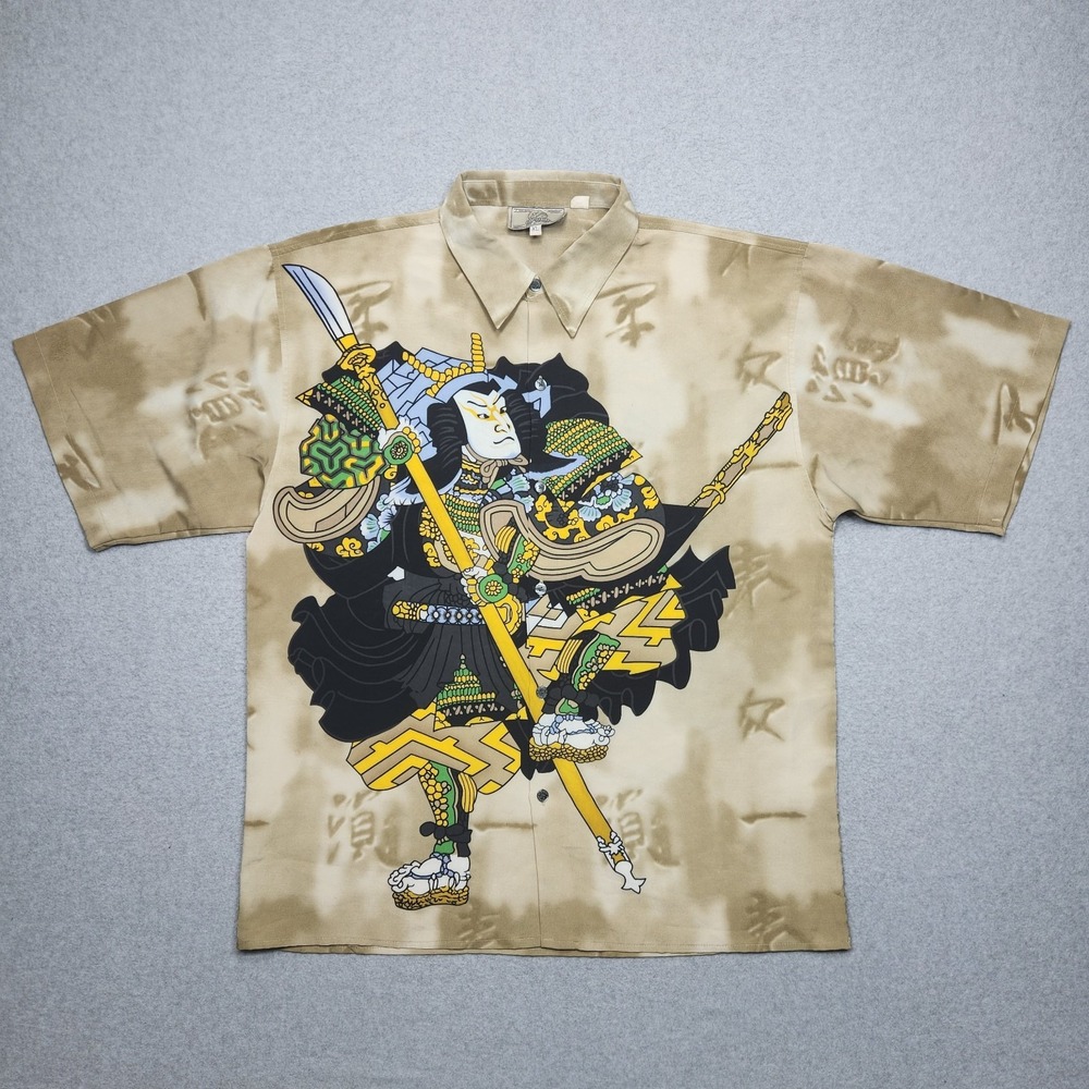 Vintage Clench 701 Jeans Mens Shirt XL Japanese Warrior Samurai Hawaii‎